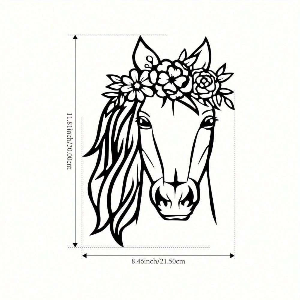 Vintage Metal Horse & Flower Wall Art for Living Room, Office, Bar & Halloween Decor