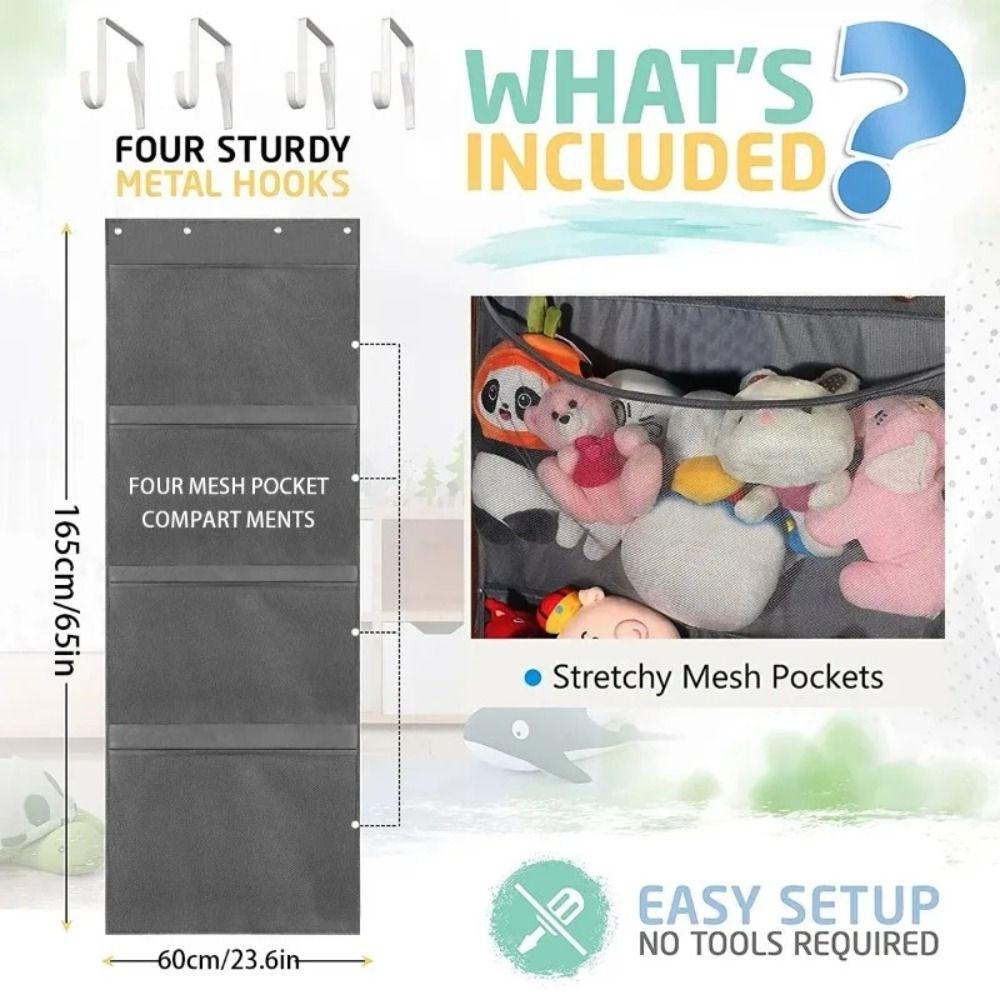New Large Size Wall-Mounted Storage Bag Mesh 4-Layers Toy Organizer Hanging Design Hanging Bag Kid's Dolls