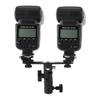 Black Double Hot Shoe Flash Umbrella Holder Light Stand Bracket For Photo Video Photography