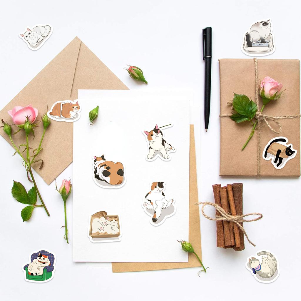500 Pictures/roll Roll Sticker Tape Cartoon Cat Sticker Hand Account Material Decorative Envelope Seal Sticker