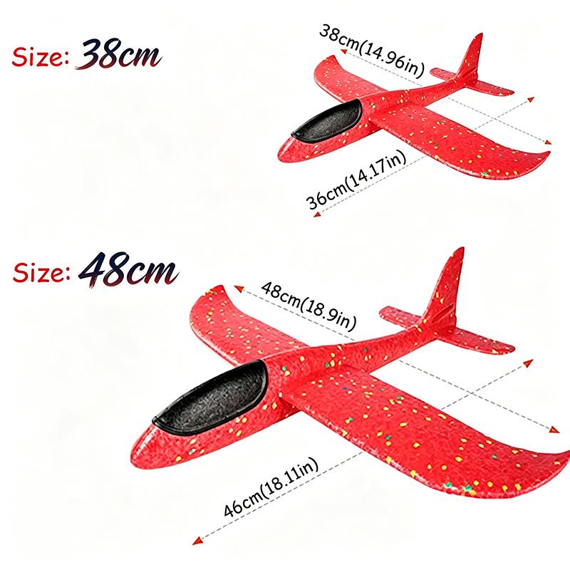 Foam Glider Airplane Toy 38/48cm Hand Launch Throwing Plane with 2 Flight Modes EPP Foam Stunt Plane for Kid Outdoor Sports Game