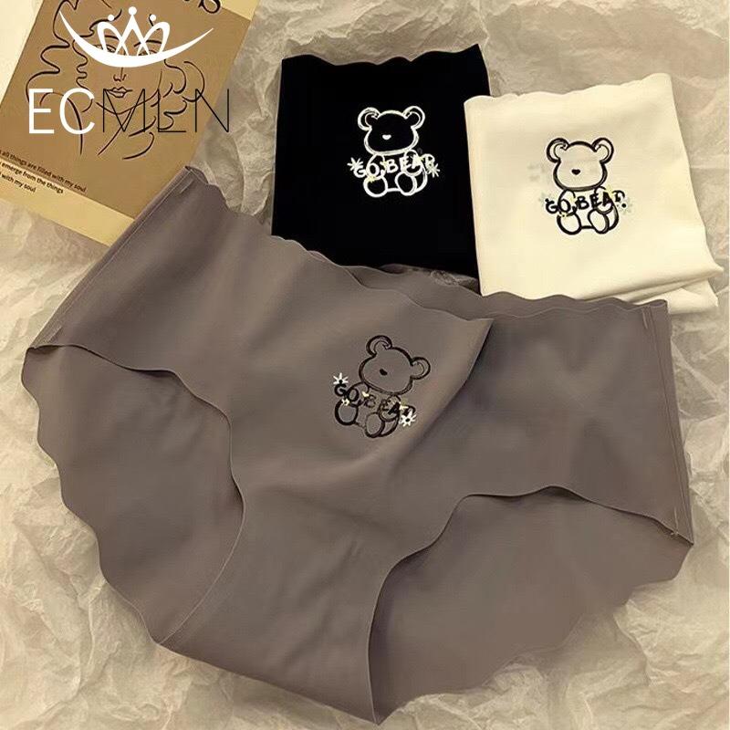 New Girls' Teddy Bear Thin Ice Silk Underwear Panties Seamless Breathable Knickers Women's Cotton Crotch Triangle Underwear Briefs Underpants