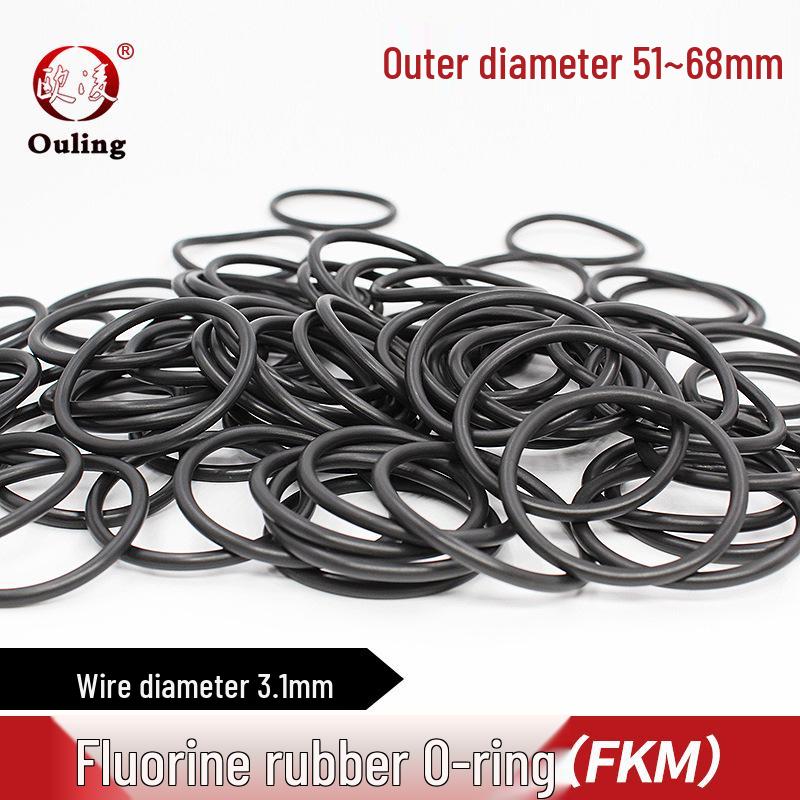 Black Fluororubber O-ring, OD 51-68mm, Thickness 3.1mm OD 51*3.1mm (1 piece) Black Fluororubber O-ring