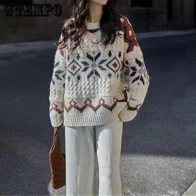 Autumn and Winter Retro Korean Loose Casual Knitted Pullover Sweater Women's Top Jacket