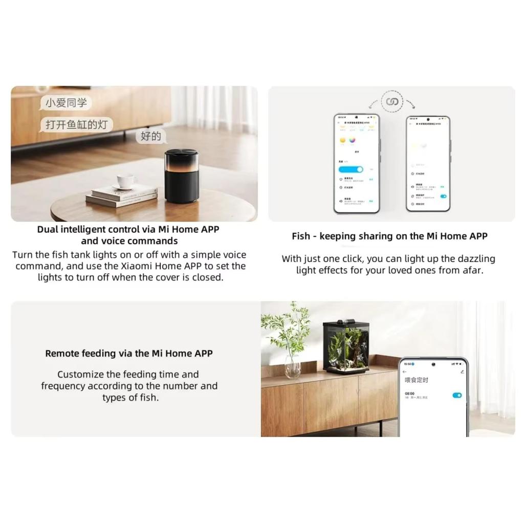 Novo Tanque de Peixes Inteligente de Mesa Mijia 10L Alimentação Remota Via APP Sistema de Filtragem Profissional Funciona Com Mi Home CN