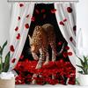 1Pc Red Rose, Flowers And Leopard Print Waterproof Shower Partition Privacy Hanging Curtain With Hooks Machine Washable