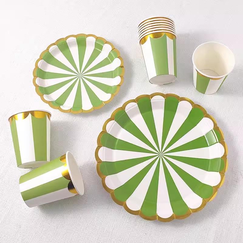 30/40Pcs Disposable Party Plates Tableware Macaron Color  Cake Plate Paper Cup Dishes Set Birthday Party Wedding Dinner Supplies
