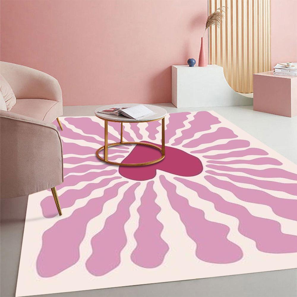 Walentynki Funkcjonalny Retro Duński Pastelowy Dekor Dywan Romantyczny Wzór Miłości Nowoczesny Dywan Y2K Modny Dywan Akcentowy Antypoślizgowa Mata Podłogowa