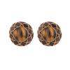Maillard enamel color big flower stud earrings vintage copper plated medieval gold earrings tiger eye series texture earrings