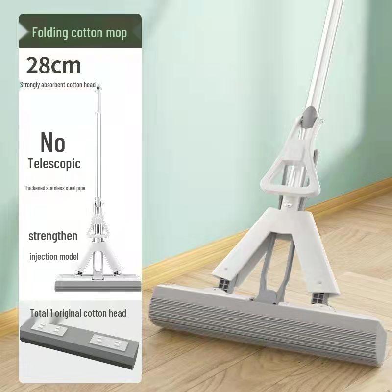 

Лінива швабра з ПВА: Легкий складаний швабра-губка для швидкого прибирання без рук 28cm Reinforced Rod, 2 Heads білий