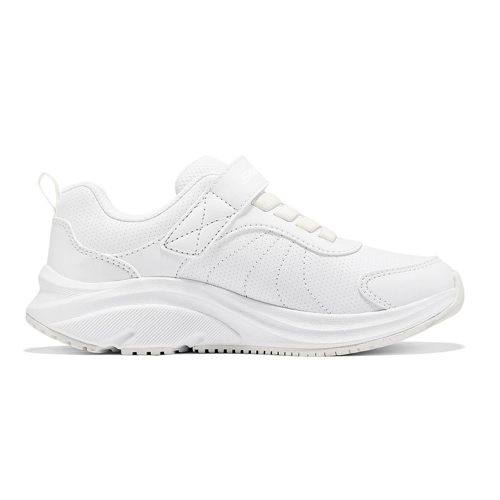 Skechers Girls Synthetic Leather Velcro Lightweight Versatile Classic Sports Shoes Shock Absorbing Comfortable School Sneakers 302644L-WHT