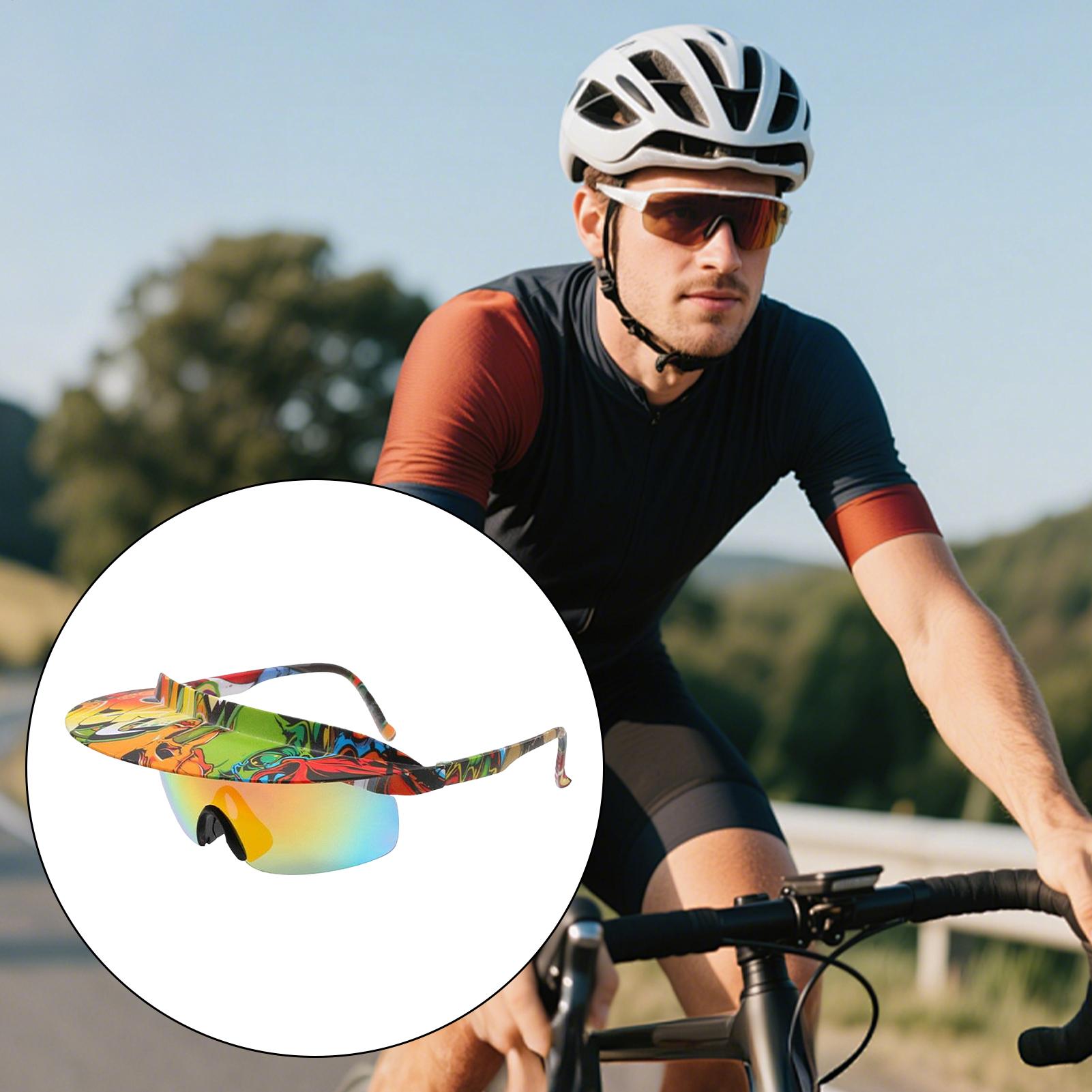 Riding Sunglasses Wide Sun Visor Sunglasses Mirrored Lens Fashionable Outdoor Sports Shades For Driving Hiking Baseball