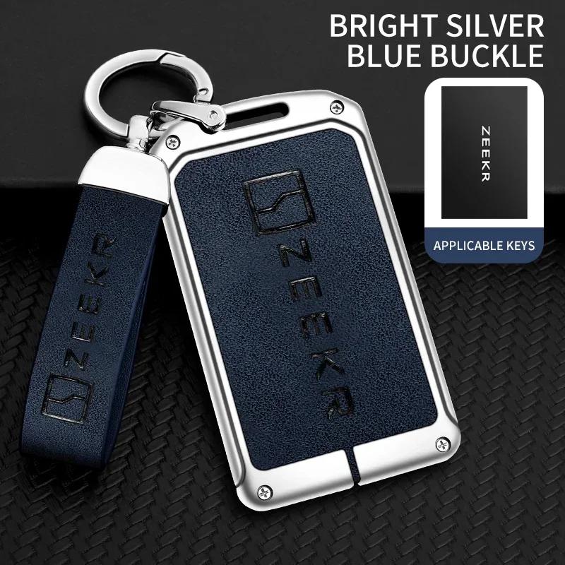 New Zinc Alloy+Leather Tpu Car Smart  Card Slice Remote Key Bag Protective Shell Buckle For Zeekr 001 009 Accessories