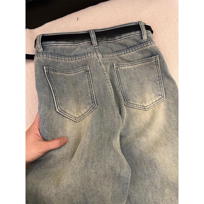 Vintage Velvet High-Waisted Jeans for Women - Winter Slimming, Plus Size, Straight Leg, Pear Shape, Loose Fit.