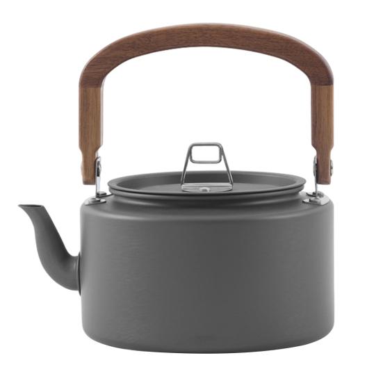 1.2L Aluminum Alloy Camping Kettle with Anti-Scalding Wooden Handle Portable Lightweight Outdoor Traveling Hiking Picnic Coffee Pot Tea Kettle