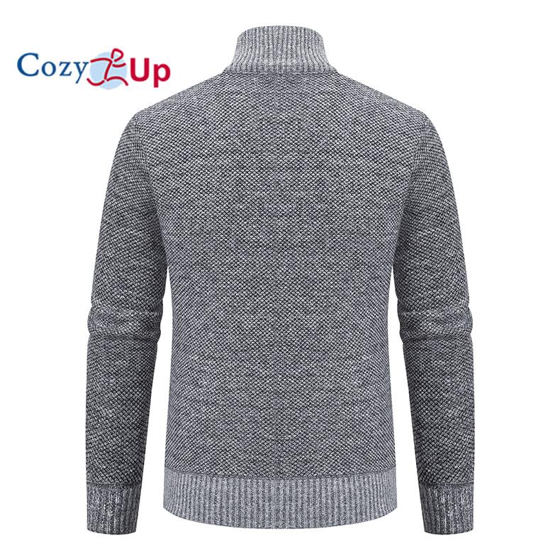 Cozy Up Pánská bunda podzimní a zimní trend Pohledný pánský volný ležérní fleecový svetr Univerzální pletený svetr na zip Cardigan