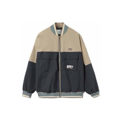 Li Ning Sports Trend Series Water-Resistant Loose Color-Block Jacket Unisex Jacket Brown Black AJDR383-4