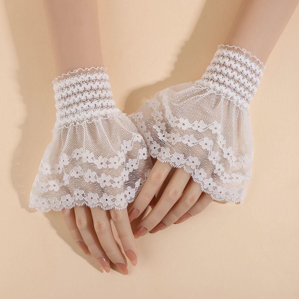 Fashion Lace Ruffled Wrist Fake Sleeves Cuffs Costume Accessory Soft Fake Cuff Comfortable Wrist Cuff Wedding