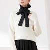 Womens Elegant Detachable Faux Collar Ruffled Bowtie False Collar Half Shirt Crop Top Blouses Fashion Clothing Accessory
