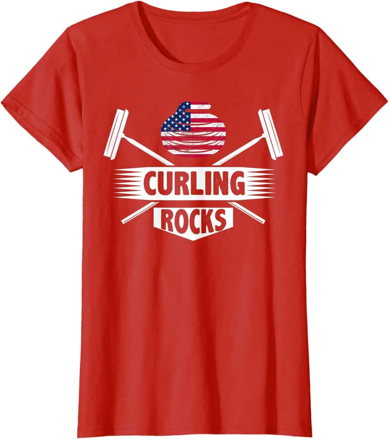 

Curling Rocks Funny Curling Stone Gift for Curlers TShirt Premium Cotton Short Sleeve ONeck Mens T Shirt New S3XL S
