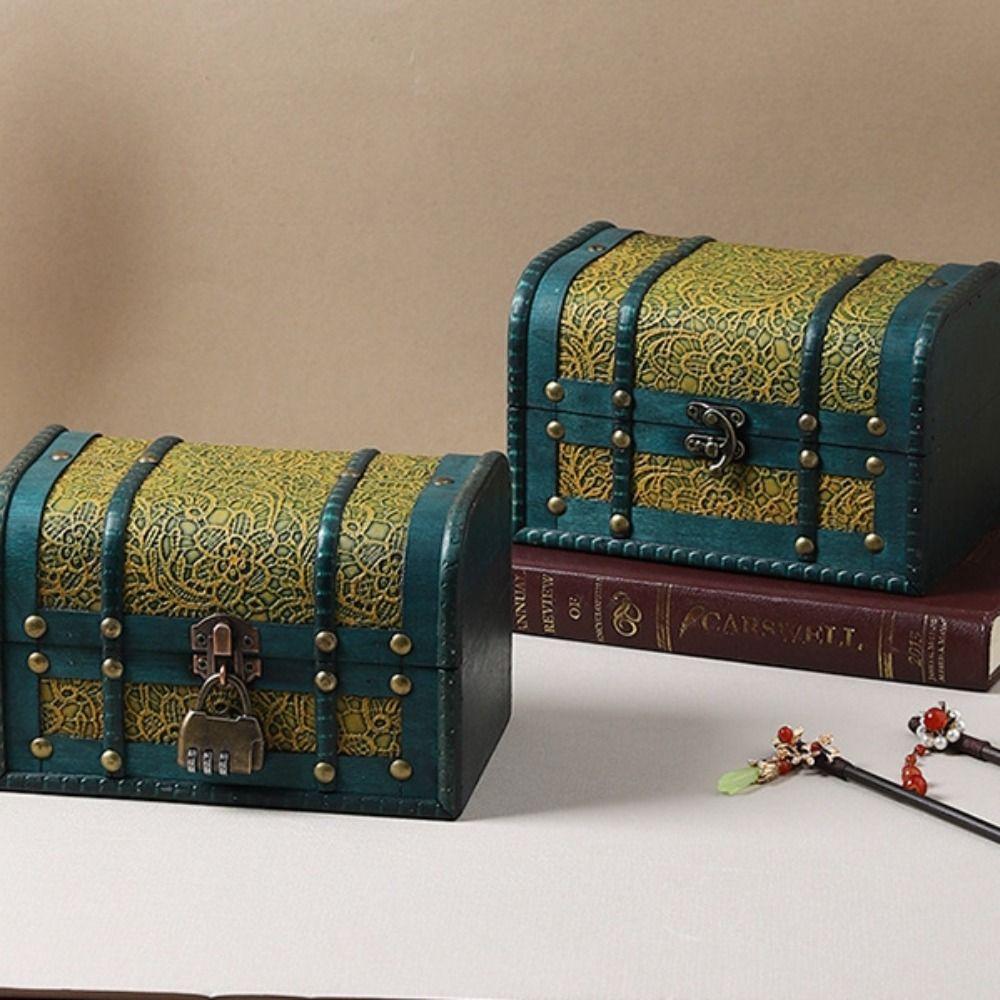 Antique Jewelry Keepsakes Box Antique Finish Organizers Case Home Decoration Box  Wedding Gift