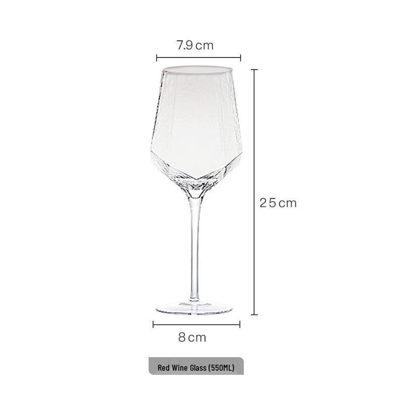 Shangqi Kristall-Rotweingläser mit diamantgehämmerter Goldrand (2er Set)