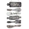 Wooden Kitchen Quote Sign Rustic Hanging for Wall Decor, Cutlery Design Home Art with Inspirational Family Slogan & Lanyard Farmhouse Decoration Solid