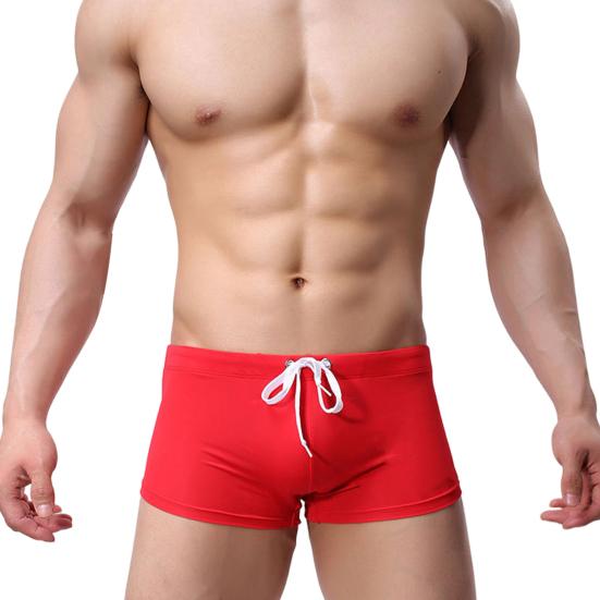Herren Schwimmshorts Kordelzug Elastischer Bund Weich Schnelltrocknend Atmungsaktiv Schlanke Passform Einfarbig U-förmige Wölbung Mittlere Taille Badehose Boxershorts Surfen