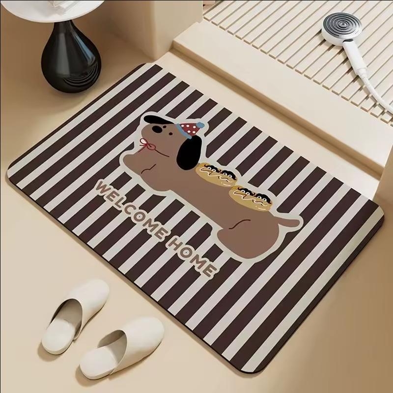 Cartoon Puppy Bathroom Mat Super Absorbent Foot Mat Non-Slip Quick-Drying Bath Mat Cute Dog Floor Mat Footpad Home Decor 40x60cm