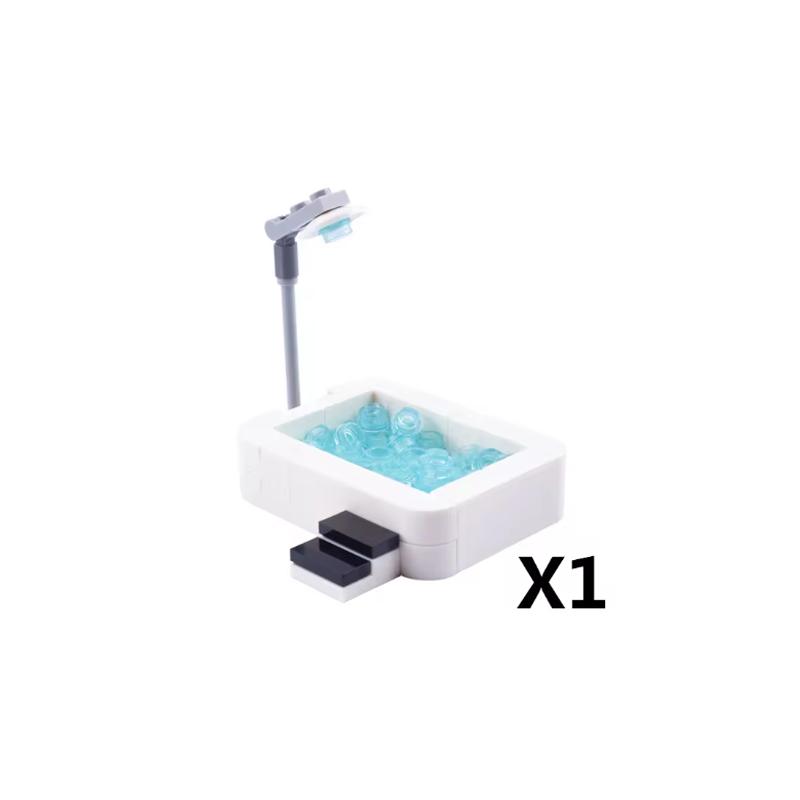 MOC City Stavebnice Scéna Doplňky Nábytek Postel Toaleta Vana Piano TV Pohovka Odpadkový koš Kuchyňské spotřebiče Cihlová hračka S14