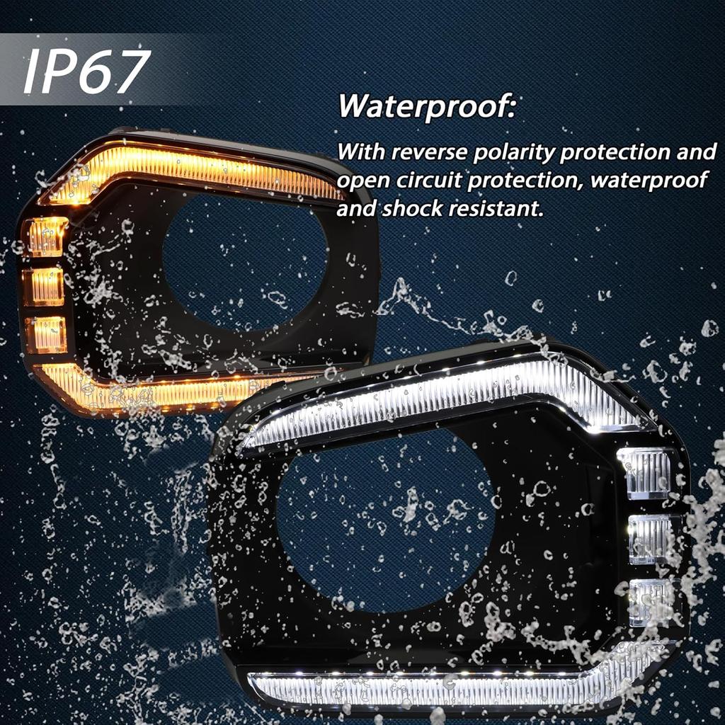 Switchback White/Amber LED Front Fog Light Daytime Running Lamp Amber Sequential Turn Signal Light Feature Compatible With Toyota Tacoma 2016-