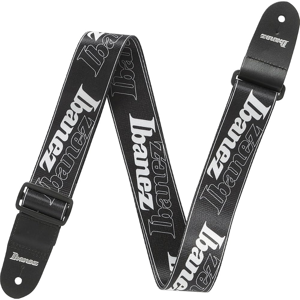 Ibanez GSD50-P6 Logo Guitar Strap Adjustable Length Durable Material Black