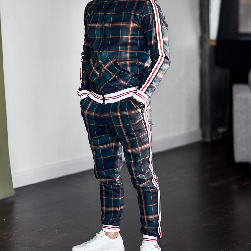 Nytt Gentlemen treningsdrakt sett Jakker sett menn glidelås dress herre mote treningsdress Sportsdress menn sweatshirts Sportsklær Kåpe+bukse