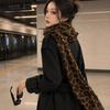 Brown Leopard Print Scarf Women's Winter New High-end Retro Versatile Warm Scarf Shawl Dual-purpose Silk Scarf