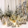 For Christmas Tree Mini Pine Tree With Wood Base DIY Home Table Top Decor Christmas Artificial Frosted Sisal Small Trees Party D