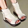 Fashion GKTINOO Ladies Sandals 2025 New Spring Retro Women Shoes Genuine Leather Zip Flat With Sewing Handmade Platform Sandals