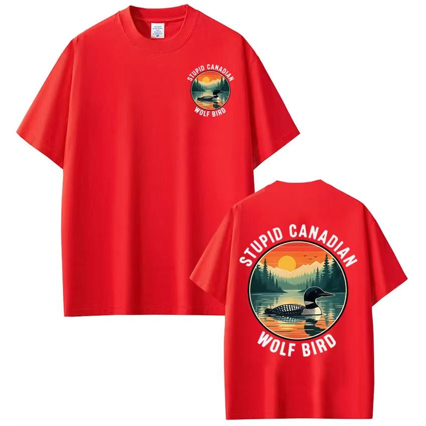 Dummer Kanadischer Wolfsvogel Lustiges Meme T-Shirt Herren Damen Mode Harajuku T-Shirts Kurzarm Lässig Reine Baumwolle Oberteil Fan Geschenke