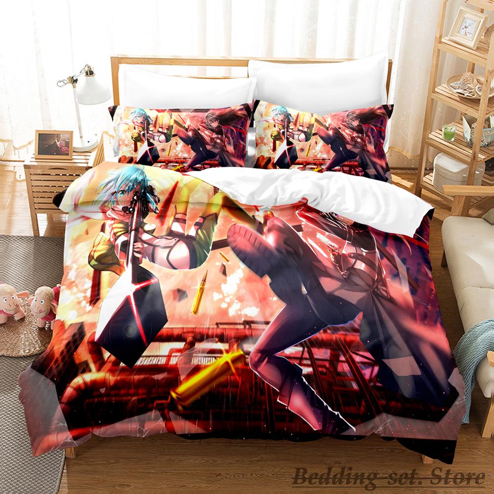 2023 Sword Art Online II Bedding Set Single Twin Full Queen King Size Bed Set Adult Kid Bedroom Duvetcover Sets Anime Bed