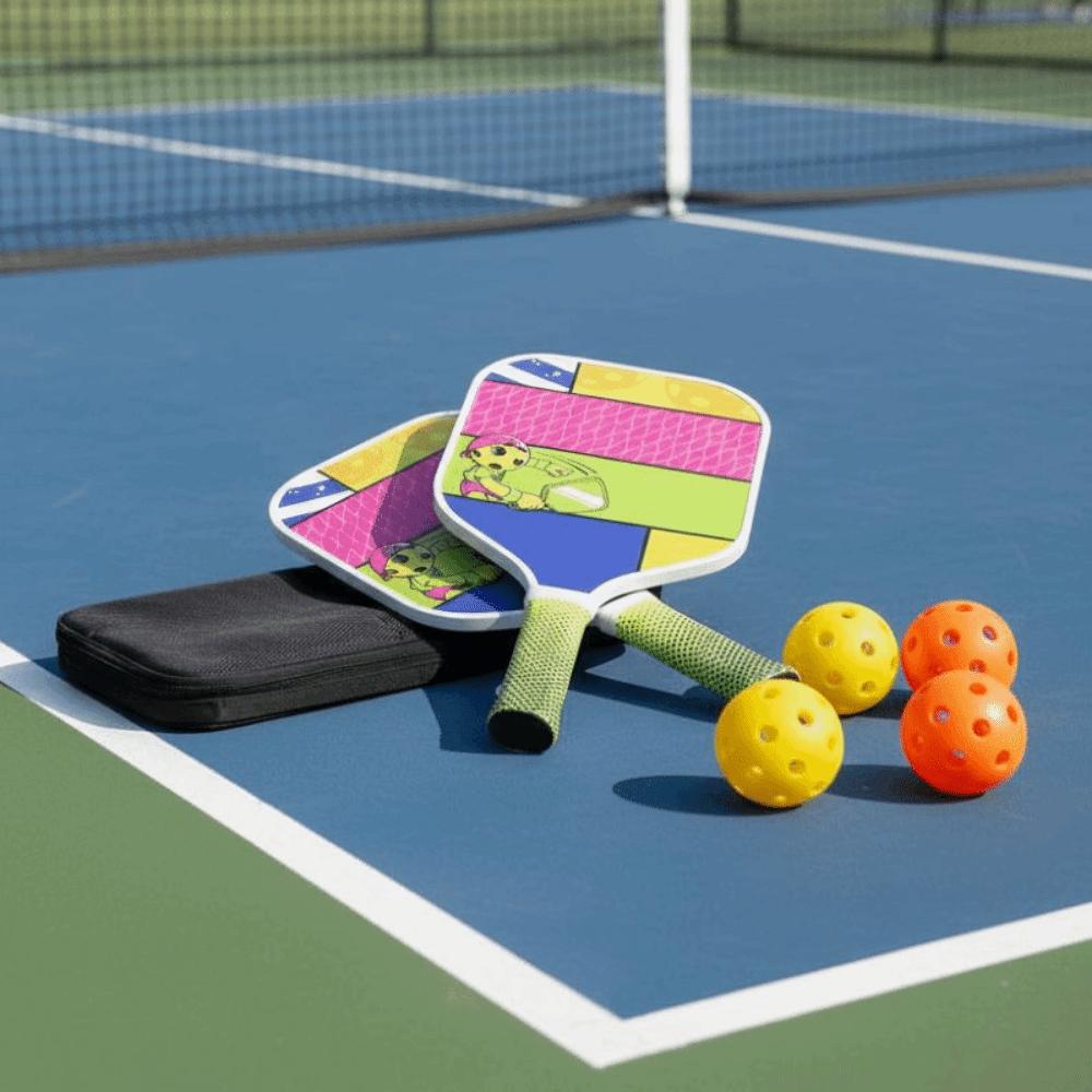 Cartoon Kid's Pickleball Set Portable Pickleball Game Set  Outdoor Sports