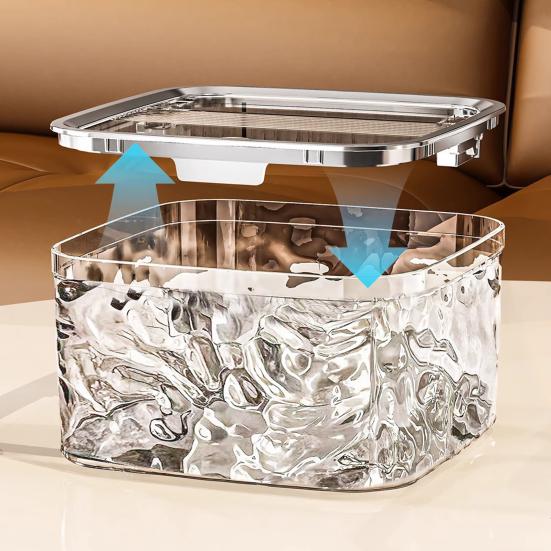 Transparent Desktop Bin Hair Accessories Case Water Ripple Jewelry Organizer with Press Open Lid Storage Box for Dressing Table Office