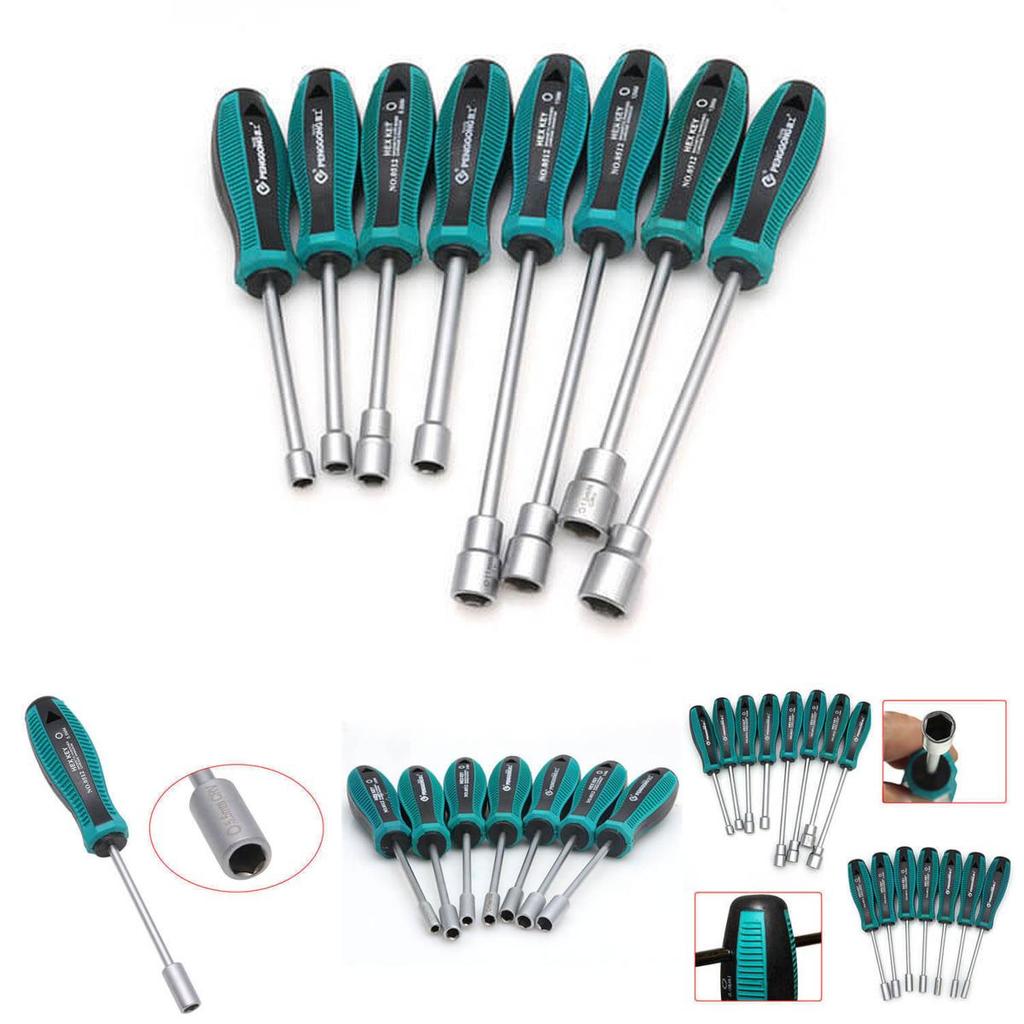 Premium Metal Socket Driver Wrench Screwdriver Hex Nut Key Nutdriver Tool Set 3-14mm