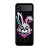 Phone Cover For Samsung Galaxy Z Flip 6 5 4 Case Transparent For Samsung Z Flip 3 Hard PC Foldable Shell Cute Graffiti Rabbit