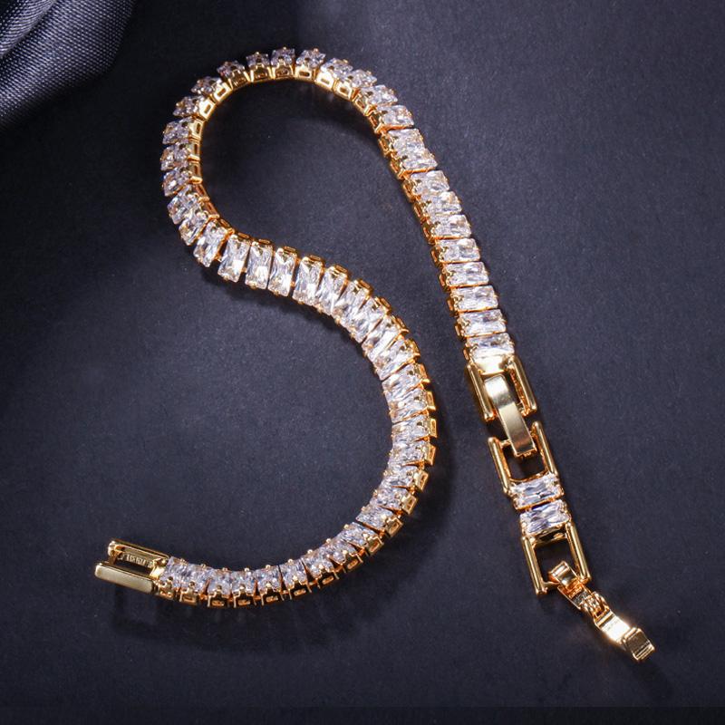 WWJ Yellow Golden Color Jewellery Cubic Zirconia Tennnis Bracelets