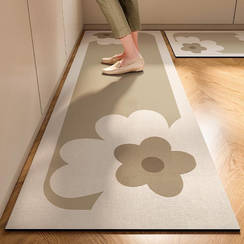 Minimalist Anti-skid Floor Mat for Household Use-Quiet Cream Style Kitchen Floor Mat Bathroom Mat Doormat Carpet Rug