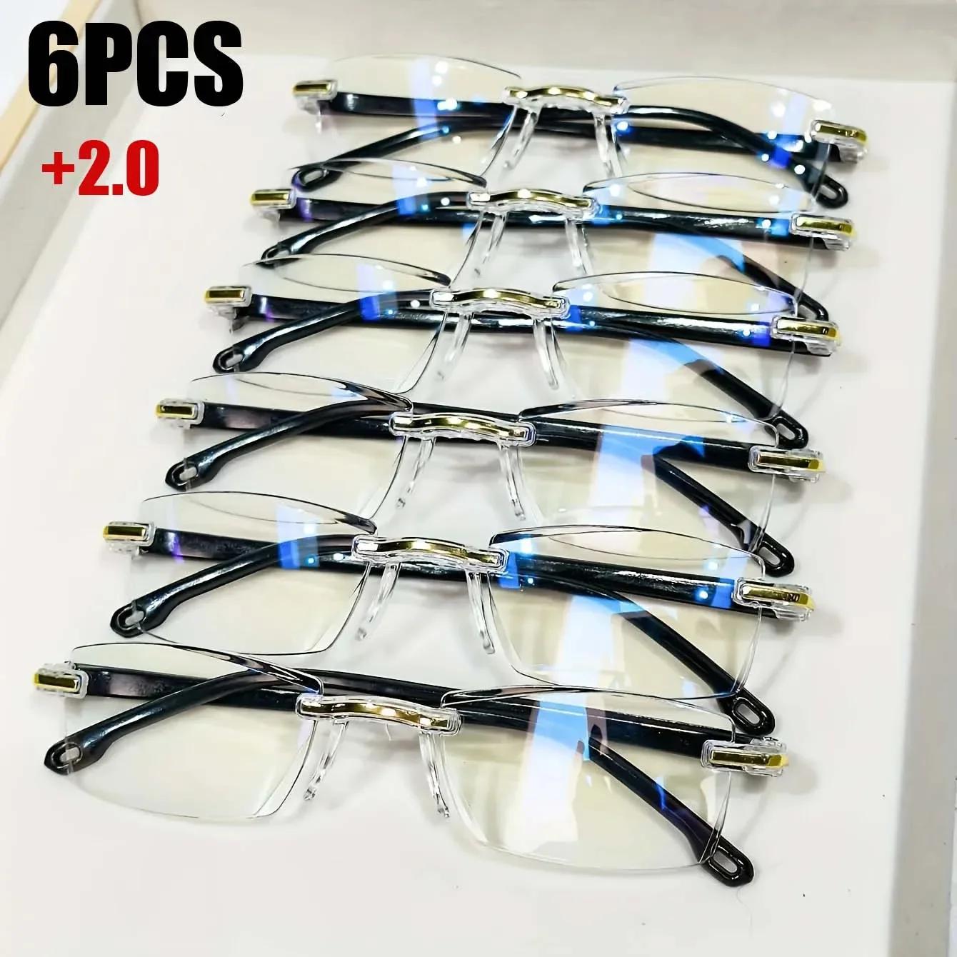 

6PCS High Hardness Anti-blue High Quality Reading Glasses Ultra Light Far Sight Goggle To +4.0 Unisex Eye Protection Glasses