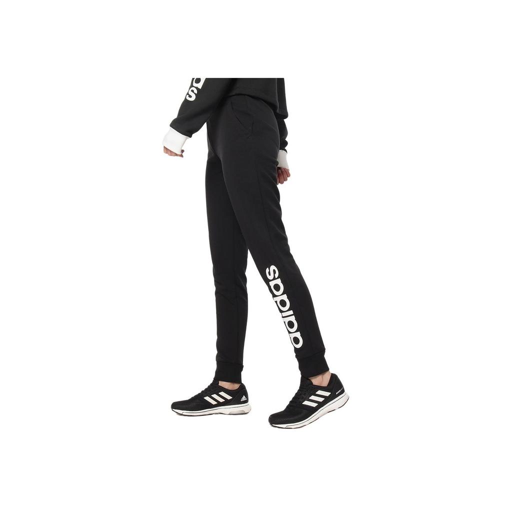 Adidas Logo Comfortable Warm Lace-Up Knitted Sports Pants Women bottoms Black DW7950