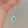 Women Jewelry Set Romantic Minty Paraiba Pendant Necklace Luxury Tanzanite Ring Gemstone Set