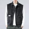 Vintage Washed Denim Vest Men's Spring and Autumn Korean Fashionable Blue Loose Sleeveless Jacket Youth Casual Multi-Pocket Vest