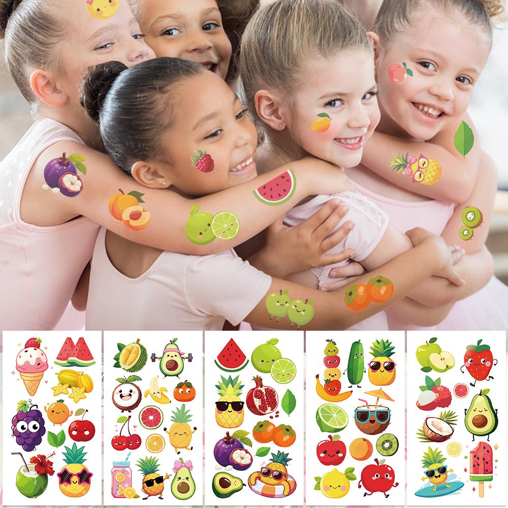 10sheets Cartoon Fruit Watermelon Cherry Tattoo Stickers For Arm Body Temporary Waterproof Tattoo Stickers Kids Creative Gifts