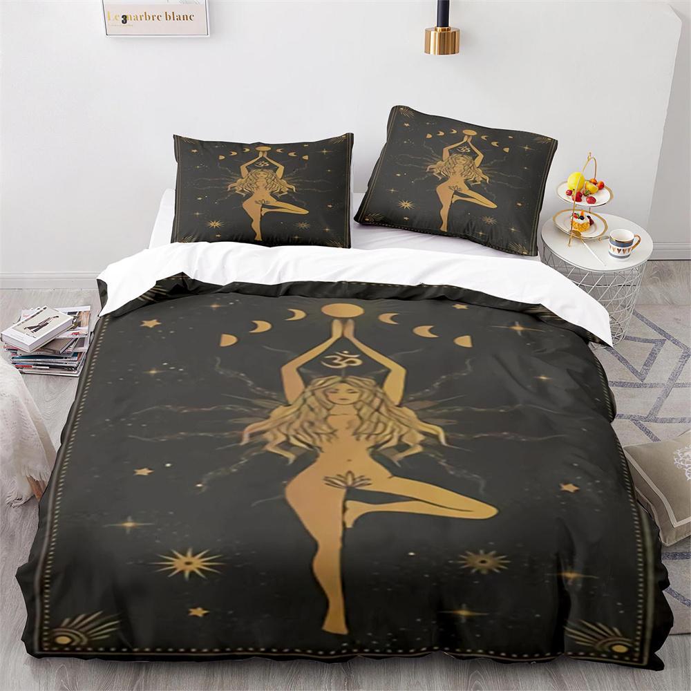 Mysterious Tarot Duvet Cover Set with Pillowcase Queen King Size Polyester Comforter Cover Fortune-Telling Element Tarot Card